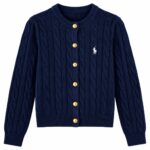 Navy Cable Knit Button Cardigan