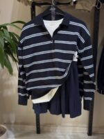 Aphrodite Navy Striped Polo Sweater - Image 2