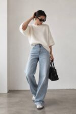 White Short Sleeve Knit Sweater - Image 2