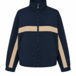 Navy and Beige Zip Up Track Jacket