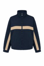 Navy and Beige Zip Up Track Jacket