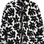 Black and White Floral Fleece Jacket