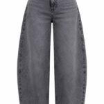 High Waist Wide Leg Grey Jeans