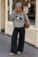 Grey Dachshund Dog Graphic Sweater - Image 2