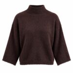 Brown Mock Neck Knit Sweater