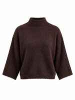 Brown Mock Neck Knit Sweater