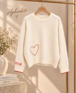 Aphrodite Cream Heart Embroidered Sweater - Image 3