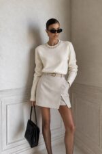 White Sweater With Embellished Neckline - Image 2