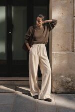 Beige Corduroy Wide Leg Pants - Image 2