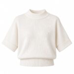White Ribbed Knit Short Sleeve Sweater