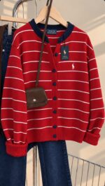 Polo Ralph Lauren Red Striped Cardigan - Image 2
