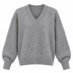 Gray V-Neck Knit Sweater