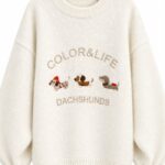 Cream Dachshunds Embroidered Sweatshirt