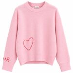 Aphrodite Pink Heart Embroidered Sweater