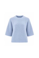 Light Blue Short Sleeve Knit Sweater
