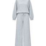 Gray Sweatshirt and Wide Leg Pants Set