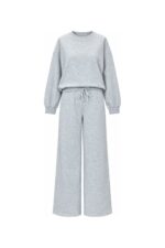 Gray Sweatshirt and Wide Leg Pants Set