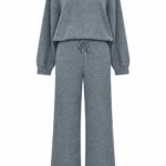Gray Knit Loungewear Set for Women