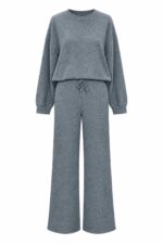 Gray Knit Loungewear Set for Women