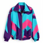 Retro Color Block Windbreaker Jacket