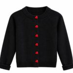 Black Cardigan With Red Heart Buttons
