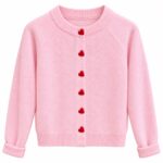 Pink Cardigan With Red Heart Buttons
