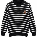 Black and White Striped Bear Sweater