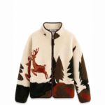 Fleece Zip Jacket With Deer Forest Print