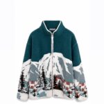 Mountain Print Fleece Zip Jacket