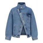 Blue Denim Asymmetric Button Jacket