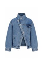 Blue Denim Asymmetric Button Jacket