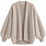 Beige Knit Open Front Cardigan