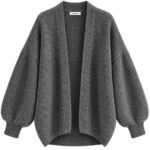 Grey Knit Open Front Cardigan