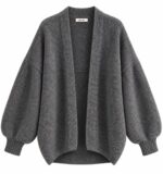 Grey Knit Open Front Cardigan