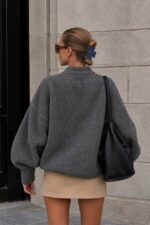 Grey Knit Open Front Cardigan - Image 3