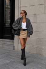 Grey Knit Open Front Cardigan - Image 2