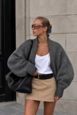 Grey Knit Open Front Cardigan - Image 4