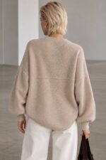Beige Knit Open Front Cardigan - Image 2