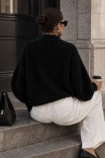 Black Knit Open Front Cardigan - Image 4