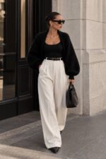 Black Knit Open Front Cardigan - Image 3
