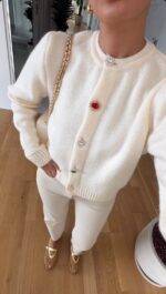 Ivory Knit Cardigan With Gem Buttons - Image 2