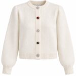Ivory Knit Cardigan With Gem Buttons