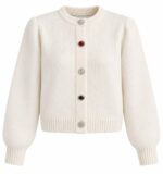 Ivory Knit Cardigan With Gem Buttons