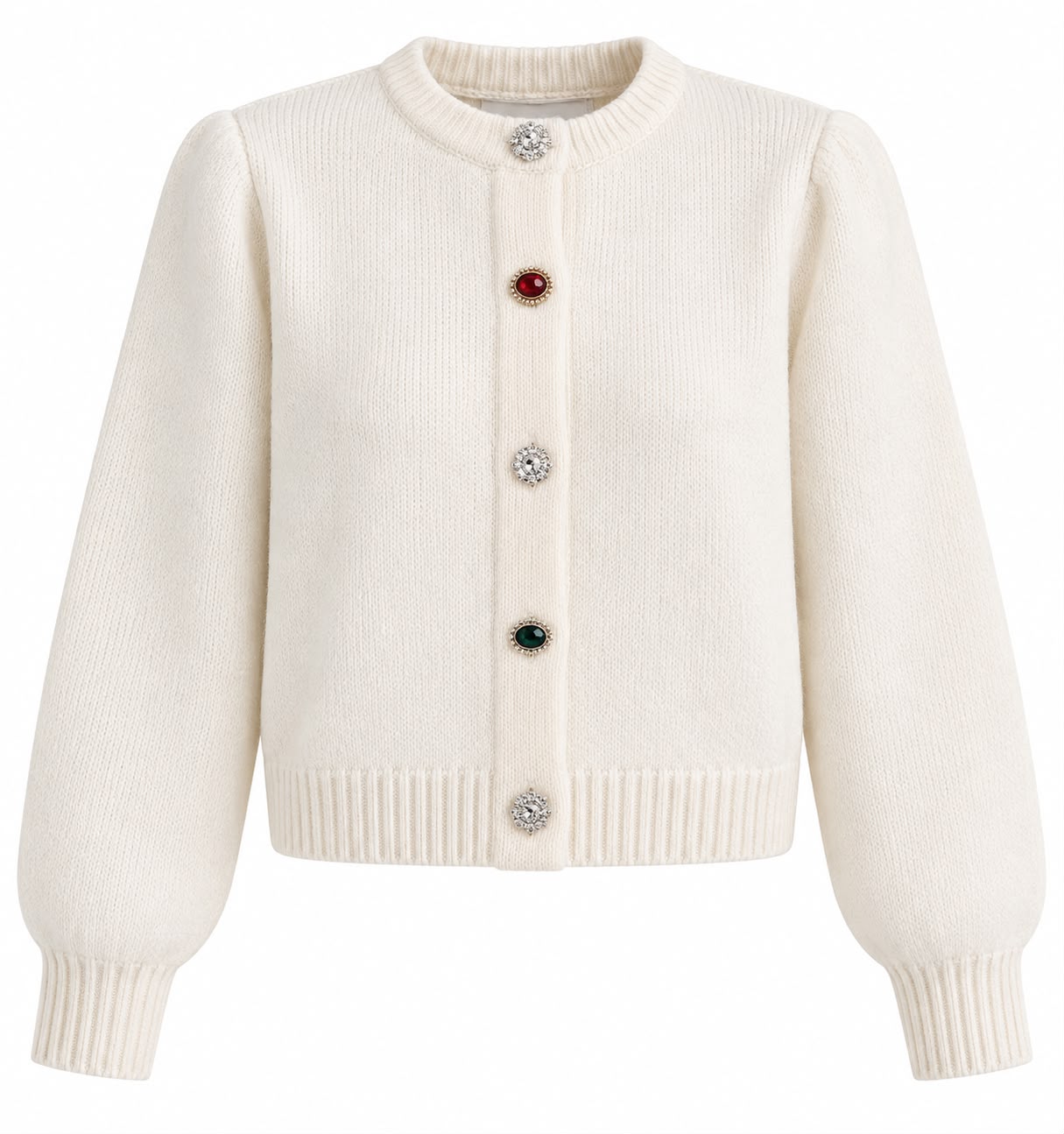 WhatsApp Image 2026-09-21 at 4.04.43 PM Ivory Knit Cardigan With Gem Buttons - Image 1