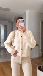 Ivory Knit Cardigan With Gem Buttons - Image 3