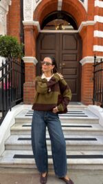 Olive & Brown Striped Polo Knit Sweater - Image 2