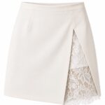 White Skirt With Lace Trim Overlay