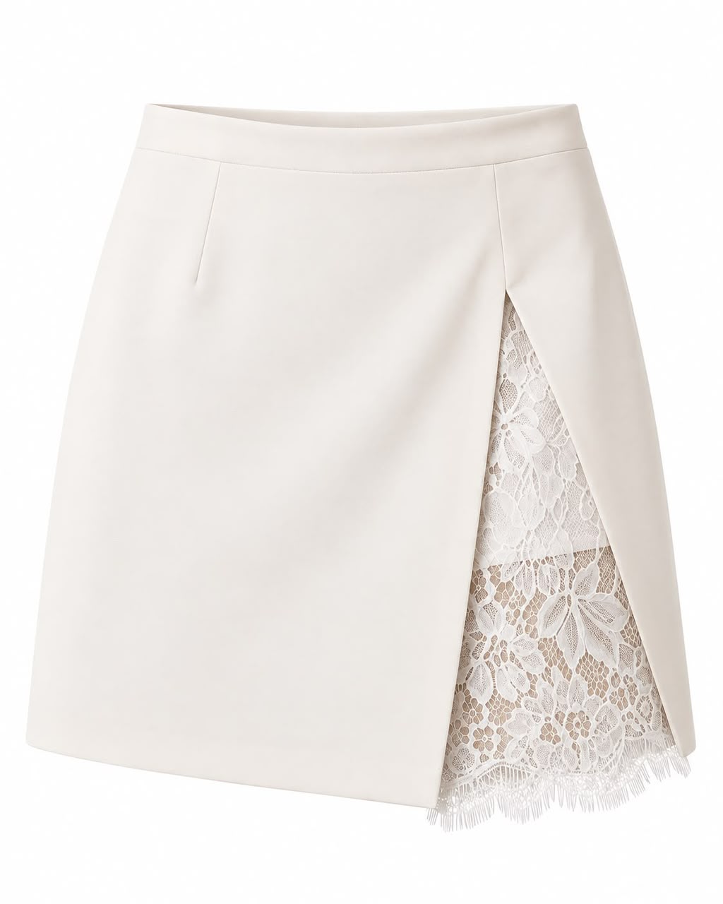 WhatsApp Image 2026-09-28 at 10.40.13 AM White Skirt With Lace Trim Overlay - Image 1