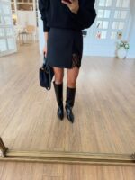 Black Skirt With Lace Trim Overlay - Image 2