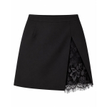 Black Skirt With Lace Trim Overlay